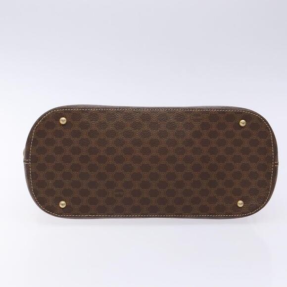 CELINE Macadam Canvas Hand Bag Pvc Leather Brown Gold - Picture 9 of 13